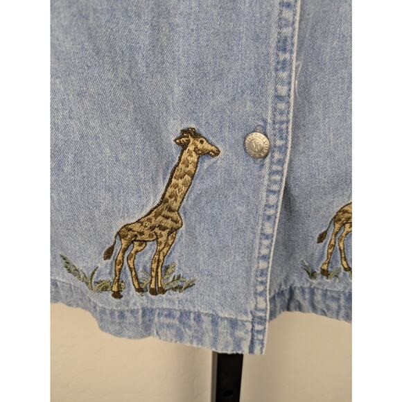 Vintage Studio Collection short sleeve denim shirt zebra giraffe leopard - Picture 8 of 8